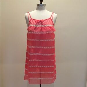 Vintage Stern-Made Pink Lace-Accented Chemise - Size S